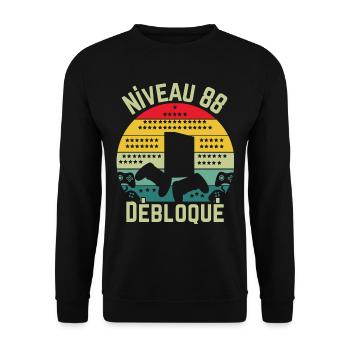 Level 88 Unlocked - Unisex Sweatshirt - black - Front - Alina (178cm) & Michal (187cm)