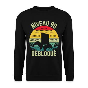 Level 90 Unlocked - Unisex Sweatshirt - black - Front - Alina (178cm) & Michal (187cm)