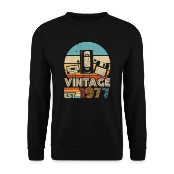 1977 Anniversaire Né En 1977 Rétro Vintage - Sweat-shirt Unisexe - noir - Devant - Alina (178cm) & Michal (187cm)