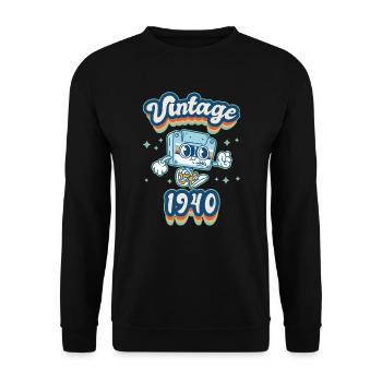 Anniversaire des années 1940 né dans les années 1940 rétro Vintage - Sweat-shirt Unisexe - noir - Devant - Alina (178cm) & Michal (187cm)