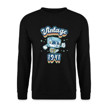 1941 Vintage anniversaire rétro Vintage cadeau - Sweat-shirt Unisexe - noir - Devant - Alina (178cm) & Michal (187cm)