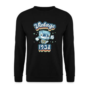 1938 Vintage Birthday Retro Vintage Gift - Unisex Sweatshirt - black - Front - Alina (178cm) & Michal (187cm)