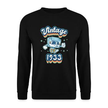 Vintage original 1933 anniversaire homme femme rétro - Sweat-shirt Unisexe - noir - Devant - Alina (178cm) & Michal (187cm)