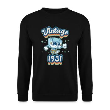 1931 Vintage anniversaire rétro Vintage cadeau - Sweat-shirt Unisexe - noir - Devant - Alina (178cm) & Michal (187cm)