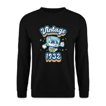 1932 né 90 ans anniversaire rétro - Sweat-shirt Unisexe - noir - Devant - Alina (178cm) & Michal (187cm)