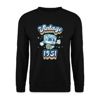 1951 Vintage anniversaire rétro Vintage cadeau - Sweat-shirt Unisexe - noir - Devant - Alina (178cm) & Michal (187cm)