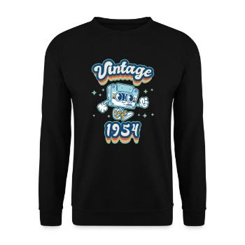 1954 Anniversaire Né En 1954 Rétro Vintage - Sweat-shirt Unisexe - noir - Devant - Alina (178cm) & Michal (187cm)