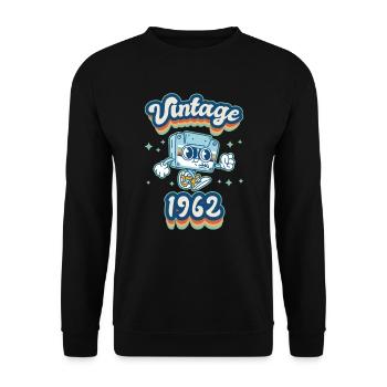 1962 Vintage 60e anniversaire rétro Vintage - Sweat-shirt Unisexe - noir - Devant - Alina (178cm) & Michal (187cm)