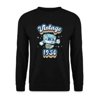 Anniversaire des années 1950 né dans les années 1950 rétro Vintage - Sweat-shirt Unisexe - noir - Devant - Alina (178cm) & Michal (187cm)