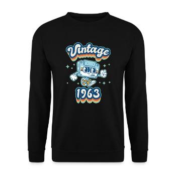 1963 Anniversaire Né En 1963 Rétro Vintage - Sweat-shirt Unisexe - noir - Devant - Alina (178cm) & Michal (187cm)