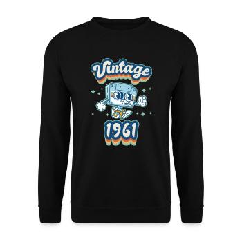 1961 Vintage anniversaire rétro Vintage cadeau - Sweat-shirt Unisexe - noir - Devant - Alina (178cm) & Michal (187cm)