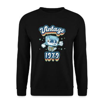 1979 Geburtstag geboren im Jahr 1979 Retro Vintage - Unisex Pullover - Schwarz - Vorne - Alina (178cm) & Michal (187cm)