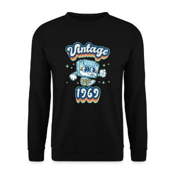 1969 Vintage anniversaire rétro Vintage cadeau - Sweat-shirt Unisexe - noir - Devant - Alina (178cm) & Michal (187cm)