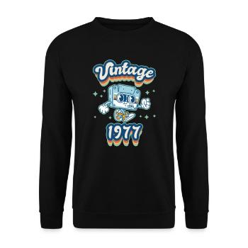 1977 Anniversaire Né En 1977 Rétro Vintage - Sweat-shirt Unisexe - noir - Devant - Alina (178cm) & Michal (187cm)