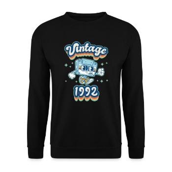 1992 Vintage anniversaire rétro Vintage cadeau - Sweat-shirt Unisexe - noir - Devant - Alina (178cm) & Michal (187cm)