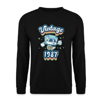 1987 Vintage anniversaire rétro Vintage cadeau - Sweat-shirt Unisexe - noir - Devant - Alina (178cm) & Michal (187cm)