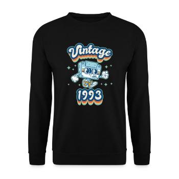 1993 Vintage anniversaire rétro Vintage cadeau - Sweat-shirt Unisexe - noir - Devant - Alina (178cm) & Michal (187cm)