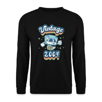 2004 Anniversaire Né En 2004 Rétro Millésime - Sweat-shirt Unisexe - noir - Devant - Alina (178cm) & Michal (187cm)