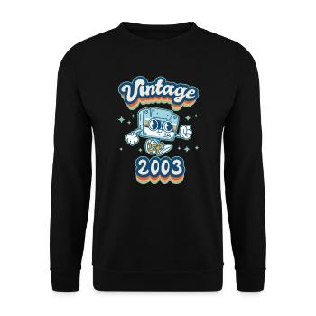 2003 Anniversaire Né En 2003 Rétro Millésime - Sweat-shirt Unisexe - noir - Devant - Alina (178cm) & Michal (187cm)