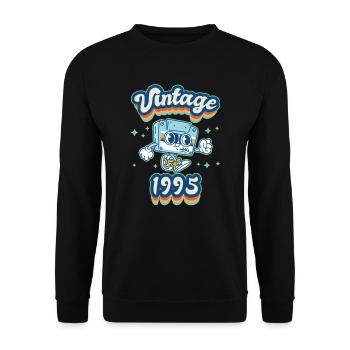 1995 Birthday Born In 1995 Retro Vintage - Unisex Sweatshirt - black - Front - Alina (178cm) & Michal (187cm)