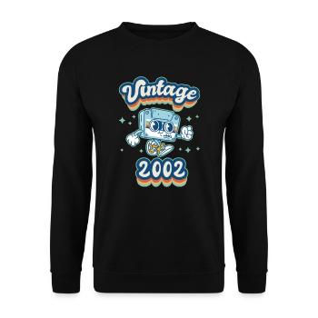 2002 Jahrgang Geburtstag Retro Vintage Geschenk - Unisex Pullover - Schwarz - Vorne - Alina (178cm) & Michal (187cm)