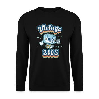2005 Anniversaire Né En 2005 Rétro Millésime - Sweat-shirt Unisexe - noir - Devant - Alina (178cm) & Michal (187cm)