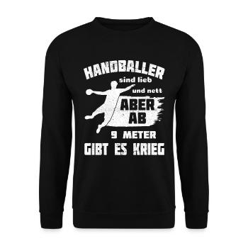 Handballer sind lieb und nett - Unisex Pullover - Schwarz - Vorne - Alina (178cm) & Michal (187cm)