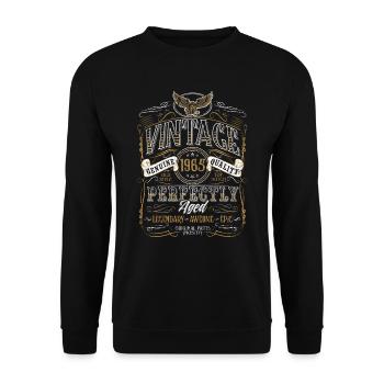60th Birthday 60 Years Born 1965 Man Woman - Unisex Sweatshirt - black - Front - Alina (178cm) & Michal (187cm)