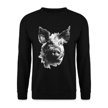 Schwein - Unisex Pullover - Schwarz - Vorne - Alina (178cm) & Michal (187cm)
