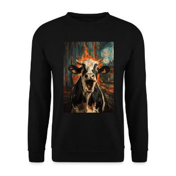 Kuh - Unisex Pullover - Schwarz - Vorne - Alina (178cm) & Michal (187cm)