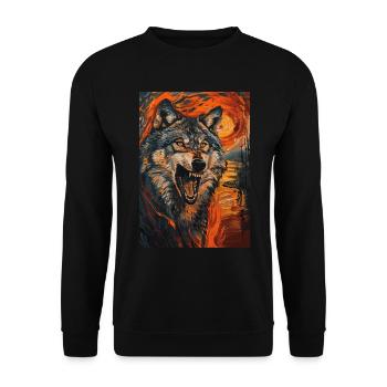 Wolf - Unisex Pullover - Schwarz - Vorne - Alina (178cm) & Michal (187cm)