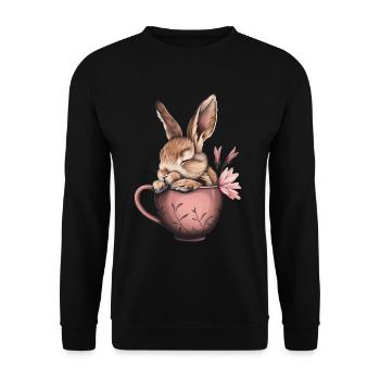 Kaninchen - Unisex Pullover - Schwarz - Vorne - Alina (178cm) & Michal (187cm)