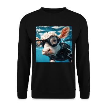 Kuh - Unisex Pullover - Schwarz - Vorne - Alina (178cm) & Michal (187cm)