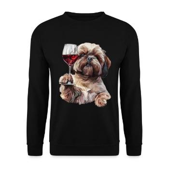 Shih Tzu - Unisex Sweatshirt - black - Front - Alina (178cm) & Michal (187cm)