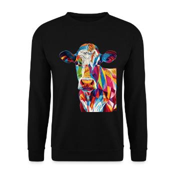Kuh - Unisex Pullover - Schwarz - Vorne - Alina (178cm) & Michal (187cm)