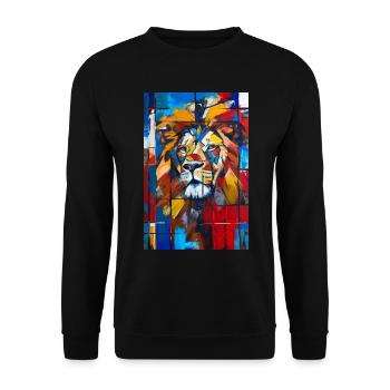 Löwe - Unisex Pullover - Schwarz - Vorne - Alina (178cm) & Michal (187cm)