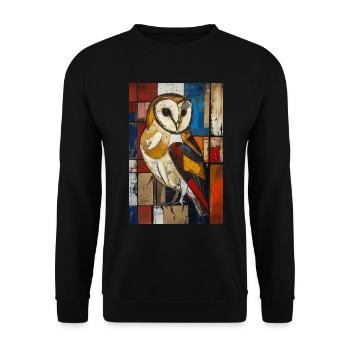 Eule - Unisex Pullover - Schwarz - Vorne - Alina (178cm) & Michal (187cm)