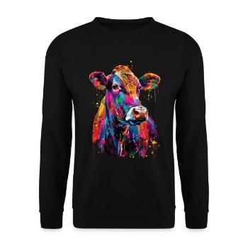 Kuh - Unisex Pullover - Schwarz - Vorne - Alina (178cm) & Michal (187cm)