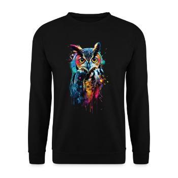 Eule - Unisex Pullover - Schwarz - Vorne - Alina (178cm) & Michal (187cm)