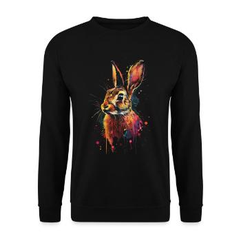 Kaninchen - Unisex Pullover - Schwarz - Vorne - Alina (178cm) & Michal (187cm)