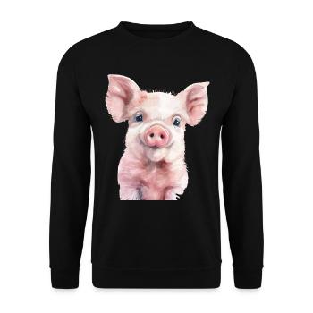 Schwein - Unisex Pullover - Schwarz - Vorne - Alina (178cm) & Michal (187cm)