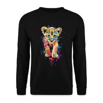 Löwe - Unisex Pullover - Schwarz - Vorne - Alina (178cm) & Michal (187cm)