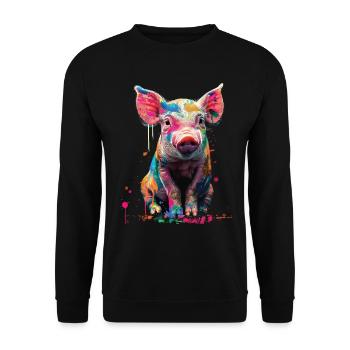 Schwein - Unisex Pullover - Schwarz - Vorne - Alina (178cm) & Michal (187cm)