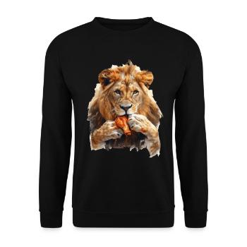 Löwe - Unisex Pullover - Schwarz - Vorne - Alina (178cm) & Michal (187cm)