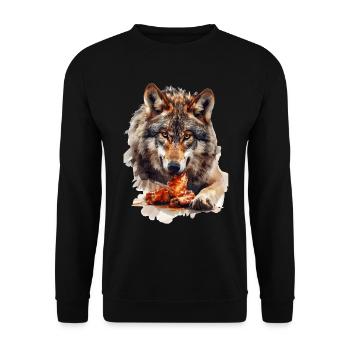 Wolf - Unisex Pullover - Schwarz - Vorne - Alina (178cm) & Michal (187cm)