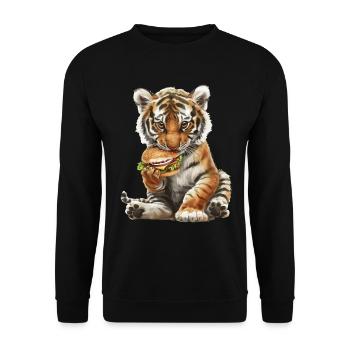 Tiger - Unisex Sweatshirt - black - Front - Alina (178cm) & Michal (187cm)