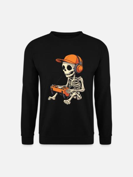 Skelett Halloween Gamer Gaming Junge Kinder Boy - Unisex Pullover - Schwarz