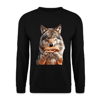 Wolf - Unisex Pullover - Schwarz - Vorne - Alina (178cm) & Michal (187cm)