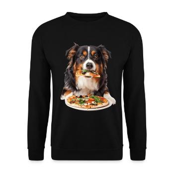 Australischer Schäferhund - Unisex Pullover - Schwarz - Vorne - Alina (178cm) & Michal (187cm)