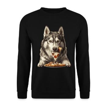 Alaskan Malasmute - Unisex Pullover - Schwarz - Vorne - Alina (178cm) & Michal (187cm)